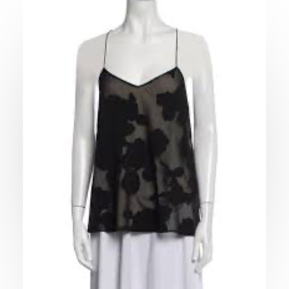 Tibi Black Floral Tank